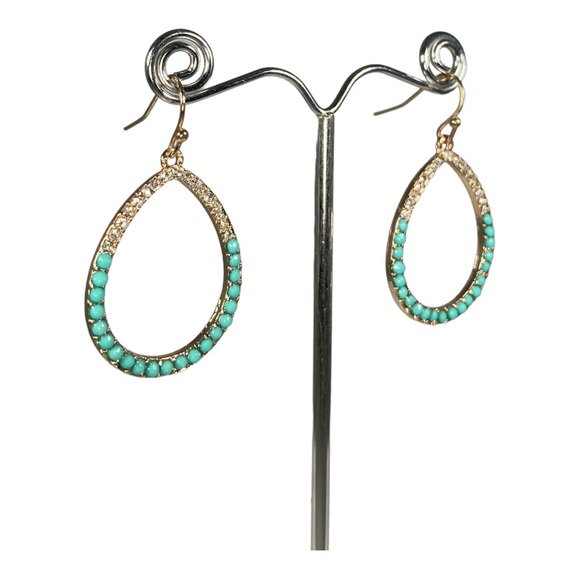 Gold Teardrop Dangle Earrings - Picture 2 of 5